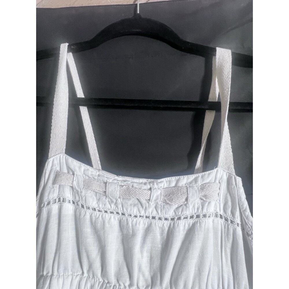 O’Neill Dress White M Tie Embroidered Festival Beach Boho Cowgirl Flowy Cotton - Picture 8 of 10